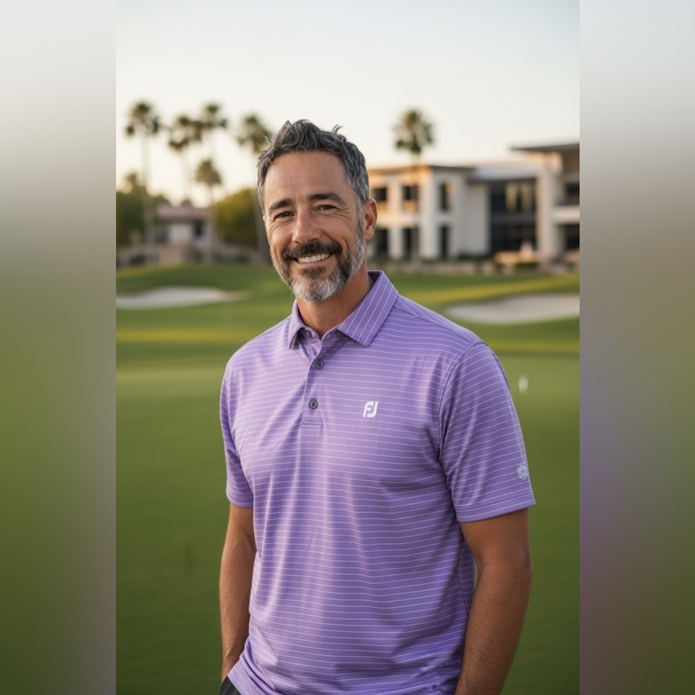 FOOTJOY sweat wicking Men’s Purple golf Polo Shirt Classic Design lavender white